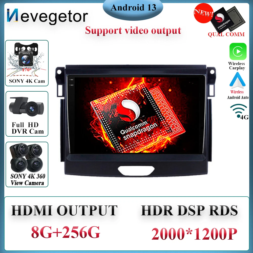 

Android Qualcomm Snapdragon для Ford Ranger 2015 2016 2017 2018 2019 2020 автомобильный стерео Мультимедийный Плеер gpsбольшой экран заднего хода