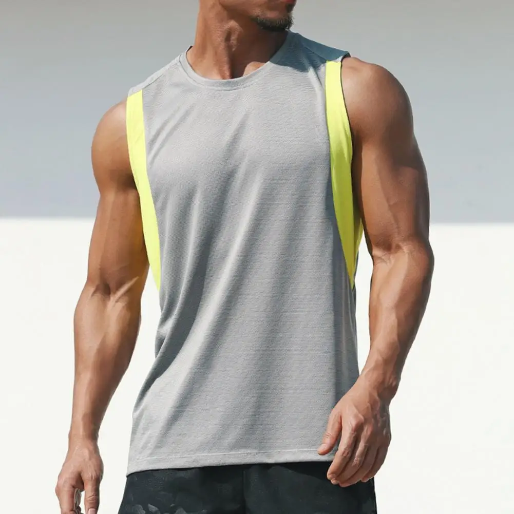 

Round Neck Skin-friendly Men Vest Fashion Thin Sports Undershirt Comfortable Elastic Tanks Top Stylish Sweat-absorbent Vest