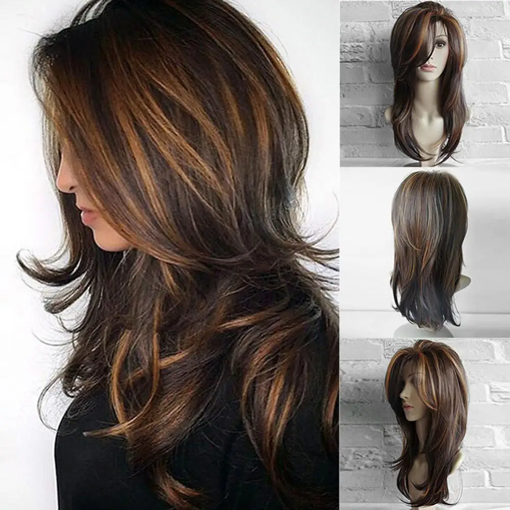 

Charming Curly Wig Fashion Women Cosplay Long Hairpiece Faux Hair Brown Party Hairpiece