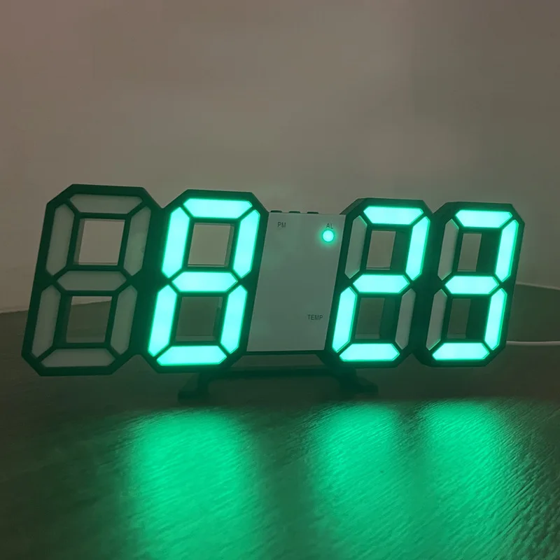 

Digital Electronic Alarm Clock Hot Sale Can Be Wall-mounted Smart Luminous Thermometer Calendar 3D Digital Alarm LED Clock