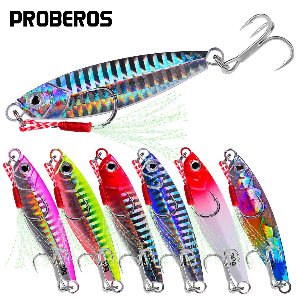 

PRO BEROS Metal Cast Jig Spoon 7g-30g Laser Lures Vibration VIB Casting Jigging Lead Fish Sea Bass Fishing Lure Artificial Bait