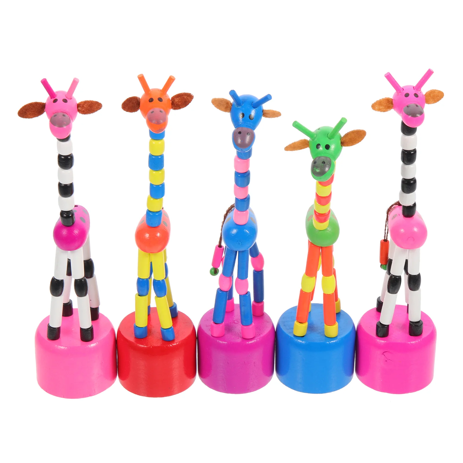 

5 Pcs Giraffe Figurine Toy Puppets Push Toys Plastic Animals Kids Baby Educational