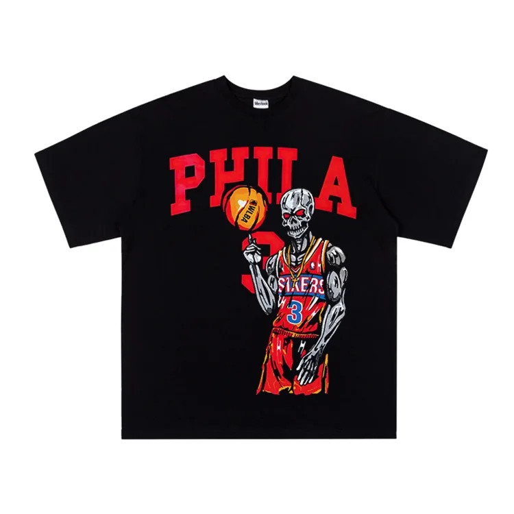 

Letter Skeleton Graphic T Shirts Streetwear Men T-shirt Human Skeleton Play Basketball Men's Clothing T Shirts Tops Hip Hop Tees