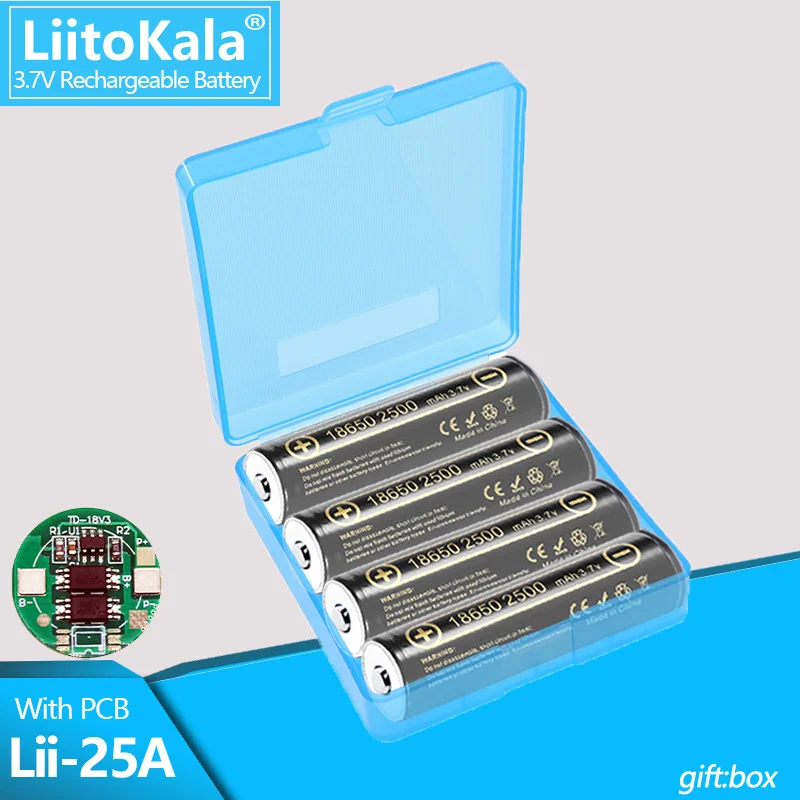

Литий-ионный аккумулятор Liitokala, 3,7 в, 18650, 2500 мАч, 1-20 шт.