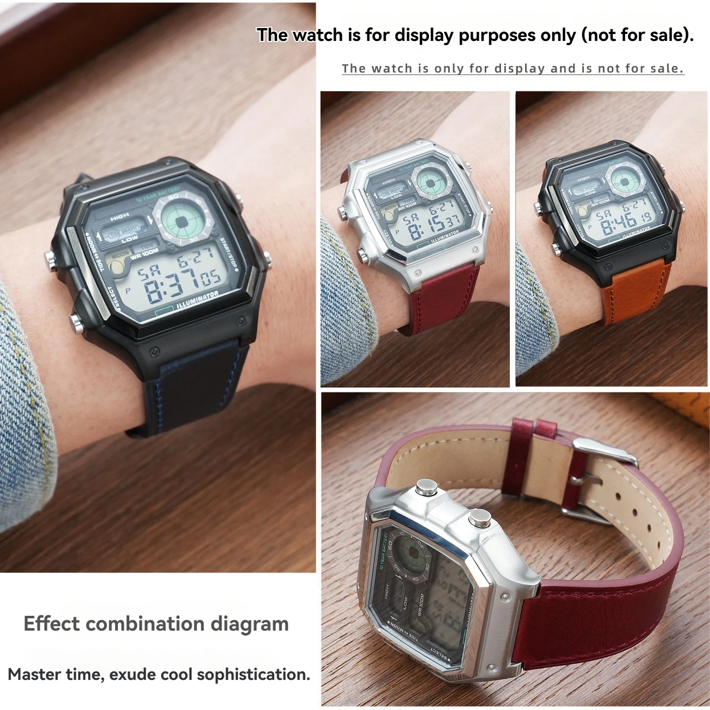 Фото Премиальный набор для модификации часов Casio AE1200/WS-1700H/WS1600 - корпус из нержавеющей стали + ремешок из натуральной кожи для мужчин №3