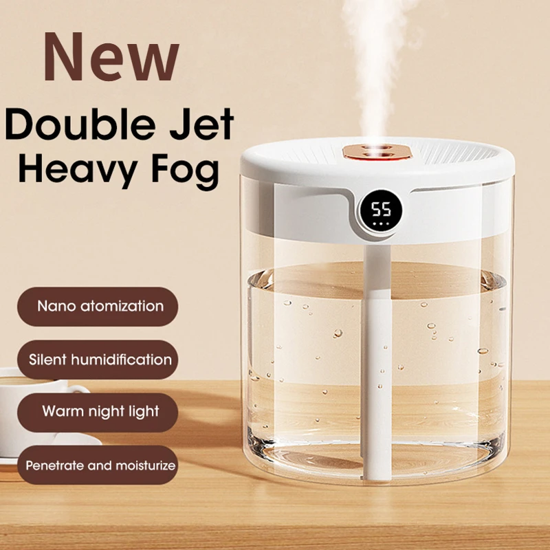 

Новый большой увлажнитель воздуха с двумя распылителями и ЖК-дисплеем влажности