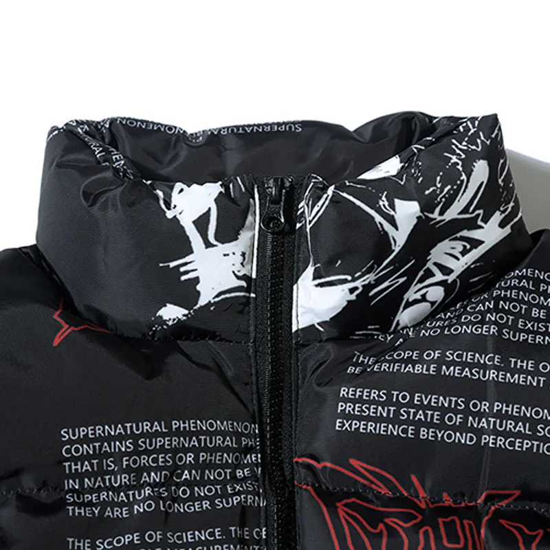 Мужская зимняя парка с капюшоном и аниме принтом цвета размеры в ассортименте