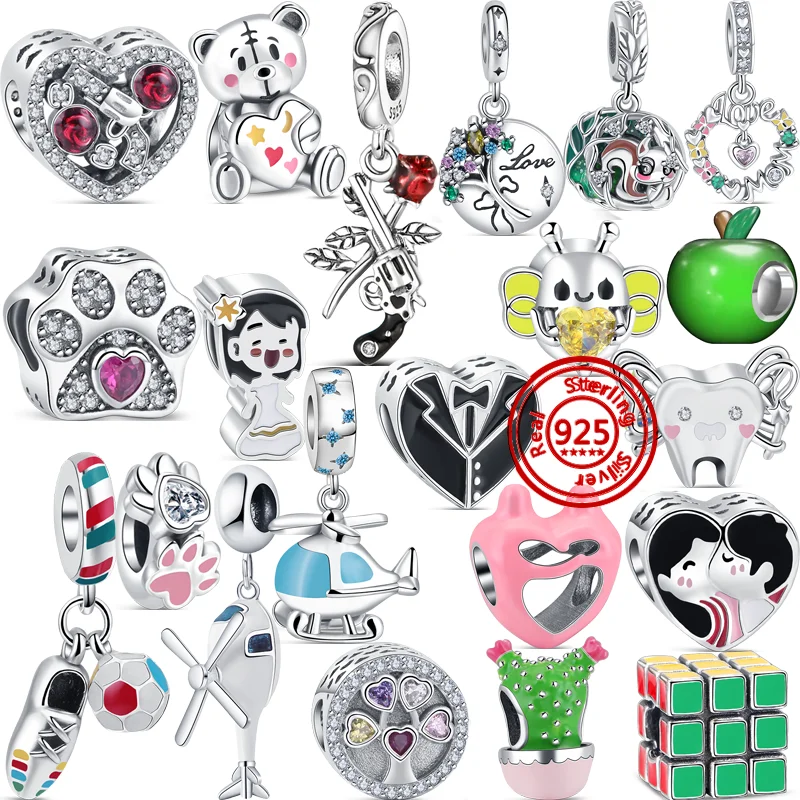 Новый стерлингового серебра 925 пробы револьвер роза вертолет принты лап пчела