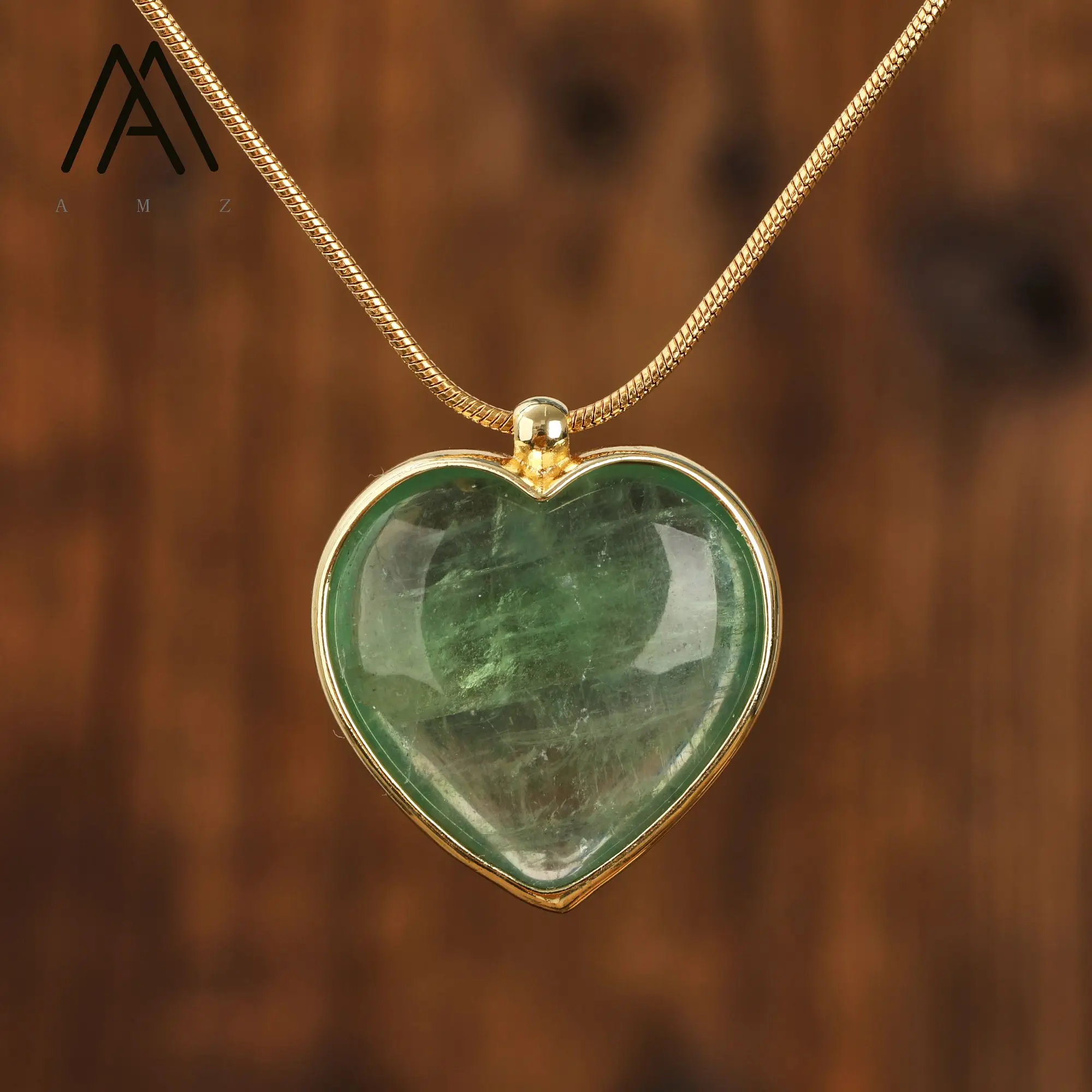 Классическое хрустальное ожерелье в форме сердца натуральный камень 30 мм