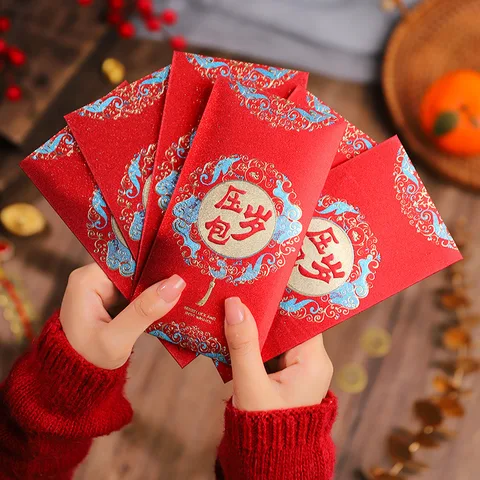 Конверты китайские новогодние красные, 36 шт.