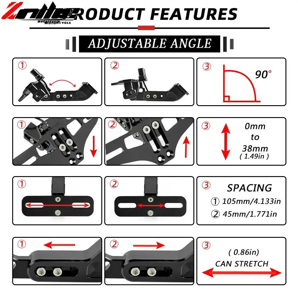 CNC алюминиевые аксессуары для мотоциклов задний держатель номерного знака со