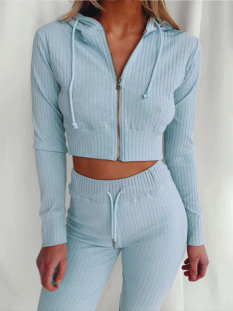 

Two Piece Set Women's Trendy Clothes Outfits Casual Crop Tank High Waist Pocketed Joggers Tracksuit Hoodie Fall Sets