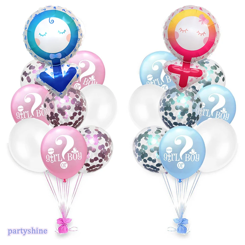 

Надувные шары из фольги с голубым и розовым принтом