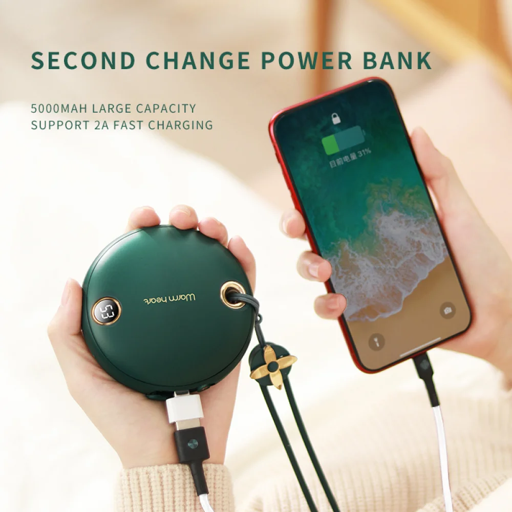 Portable Power Bank 5000mAh Mini Cute Powerbank With LED Display Small External Type-C Phone Charger