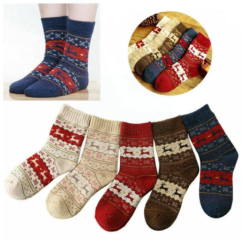 

Зимние женские и мужские носки, рождественские носки, милые шерстяные 3d женские счастливые носки, женские теплые, новогодние, теплые, забавн...