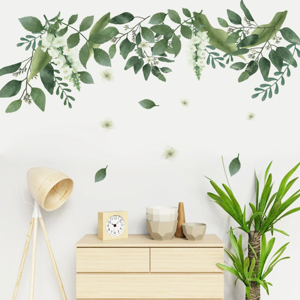 

Decal Wall sticker Kitchen Living room Mural DIY Decoration Green Home Leaf Moisture-proof PVC Plant Removable