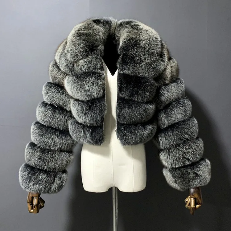 European and American Fur Coat Imitation Fox Fur with Short Lapel Long Sleeve Coat for Women Fur Coats