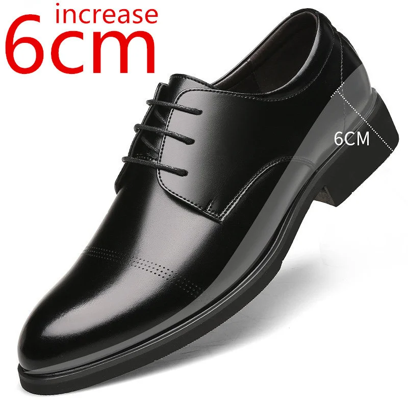 

Men's Elevator Shoes 6CM Invisible Insole for Daily Hollow Leather Men Dress Shoes Heightening Increase Shoes Wedding Taller Man
