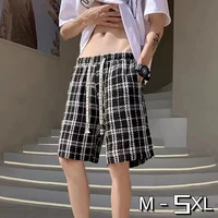 2022 summer new mens hong kong style shorts fashion plaid elastic waist shorts outdoor sports casual shorts m 5xl