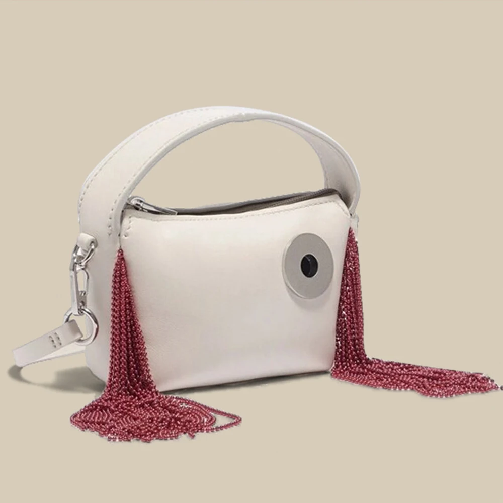 Luxury Designer Bag Fashion Ring Crossbody Bags for Women Beading Tassel Women's Handbags Mini Shoulder Bag Ladies Purses Clutch