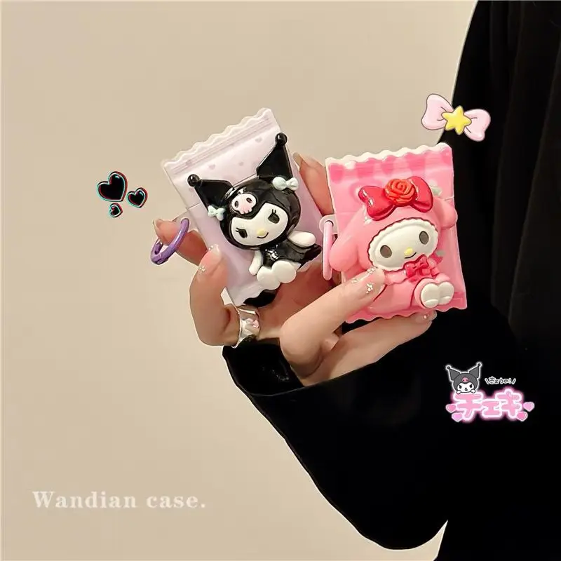 

Sanrios Hello Kittys Kuromi Earphone Case for Airpods 1 2 Pro Cartoon Kawaii My Melody Soft Bluetooth Earphone with Keyring Gift