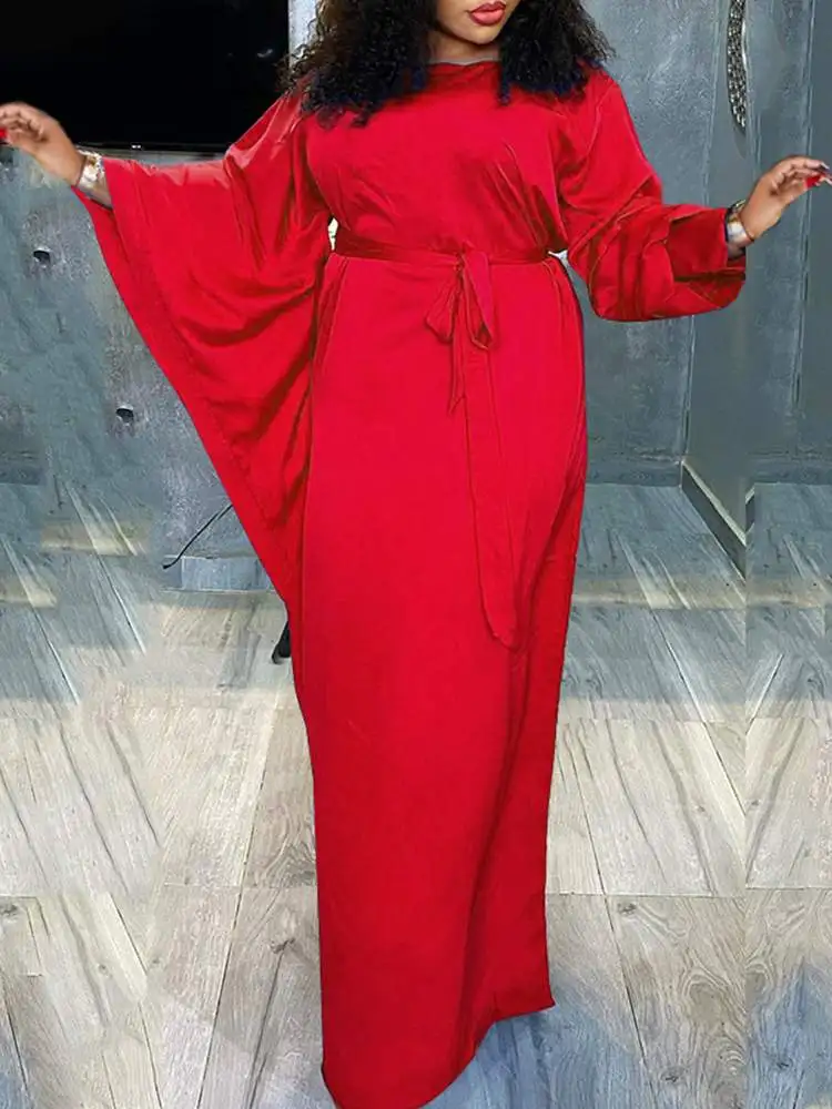 

Women Long Maxi Dress 2022 VONDA Sexy Long Sleeve O Neck Solid Color High Waist Long Dresses Oversized Elegant Party Sundress