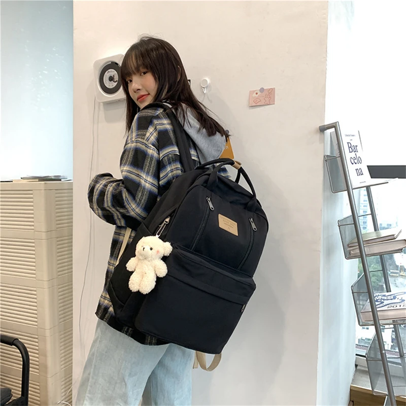 

Multifunction Double Zipper Women Backpack Teenager Girls Laptop Backpack Student Shoulder Bag Korean Style Schoolbag