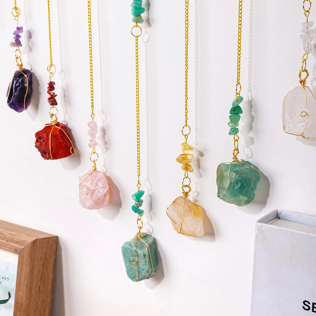 Подвеска из натурального хрусталя необработанный камень с подвеской ветра