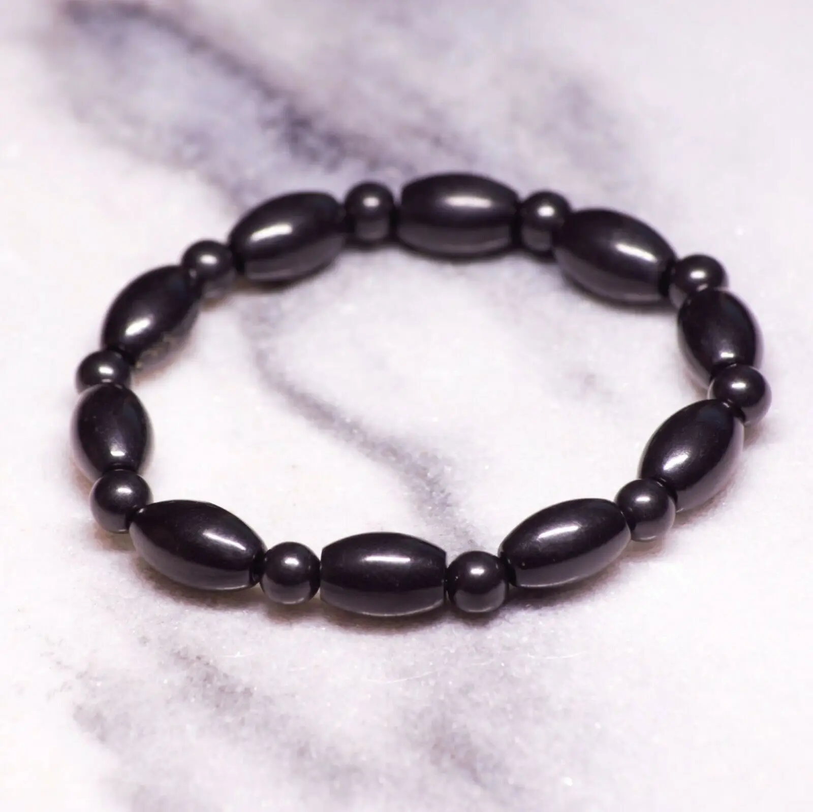 

Shungite bracelet elastic cord 4G 5G EMF Protection & Healing Fullerenes-1PC