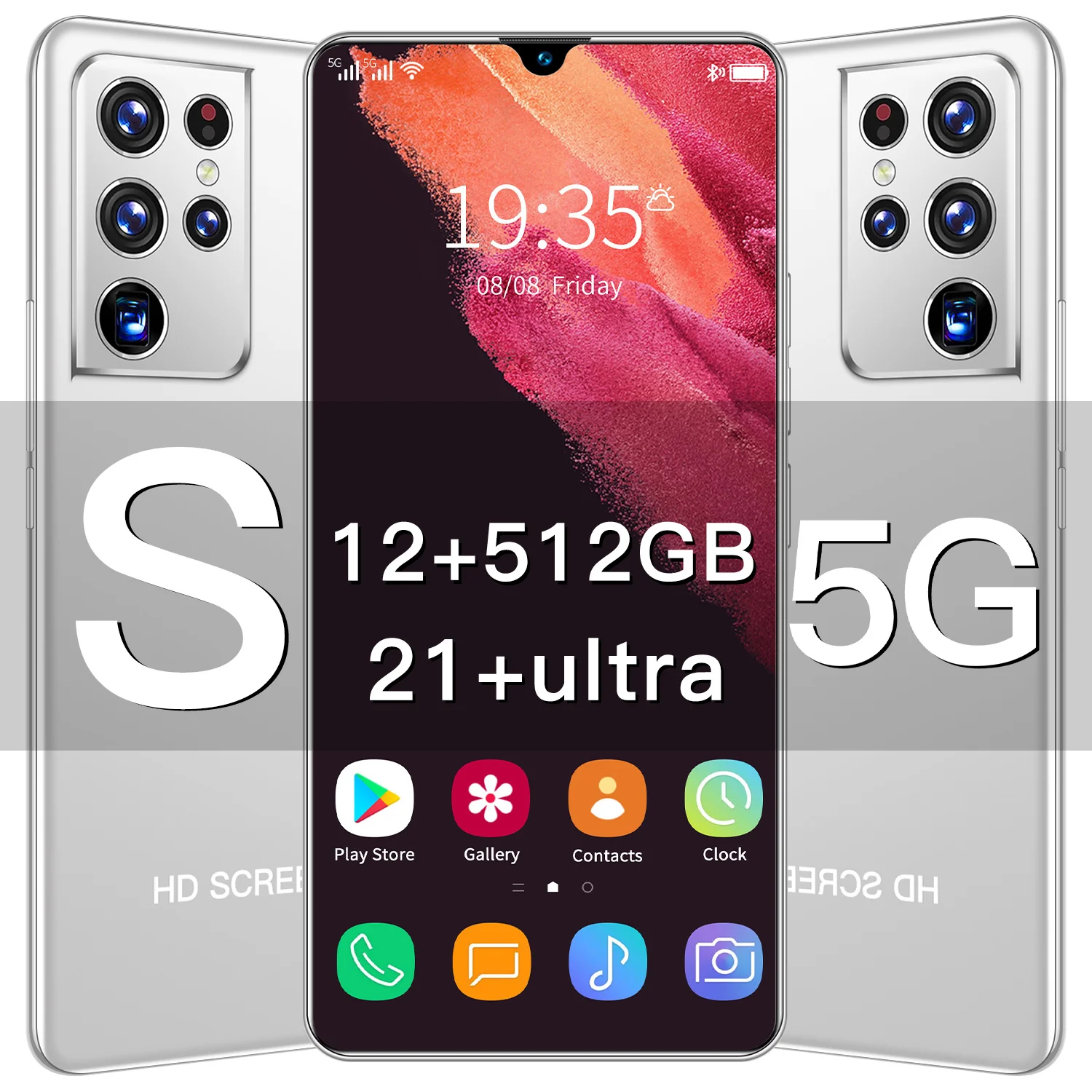 

2022 Newest S21+ultra Global Version 6.7" Water Drop Screen Smartphones Full Screen Unlocked Android10 Phone12+512G Mobile Phone