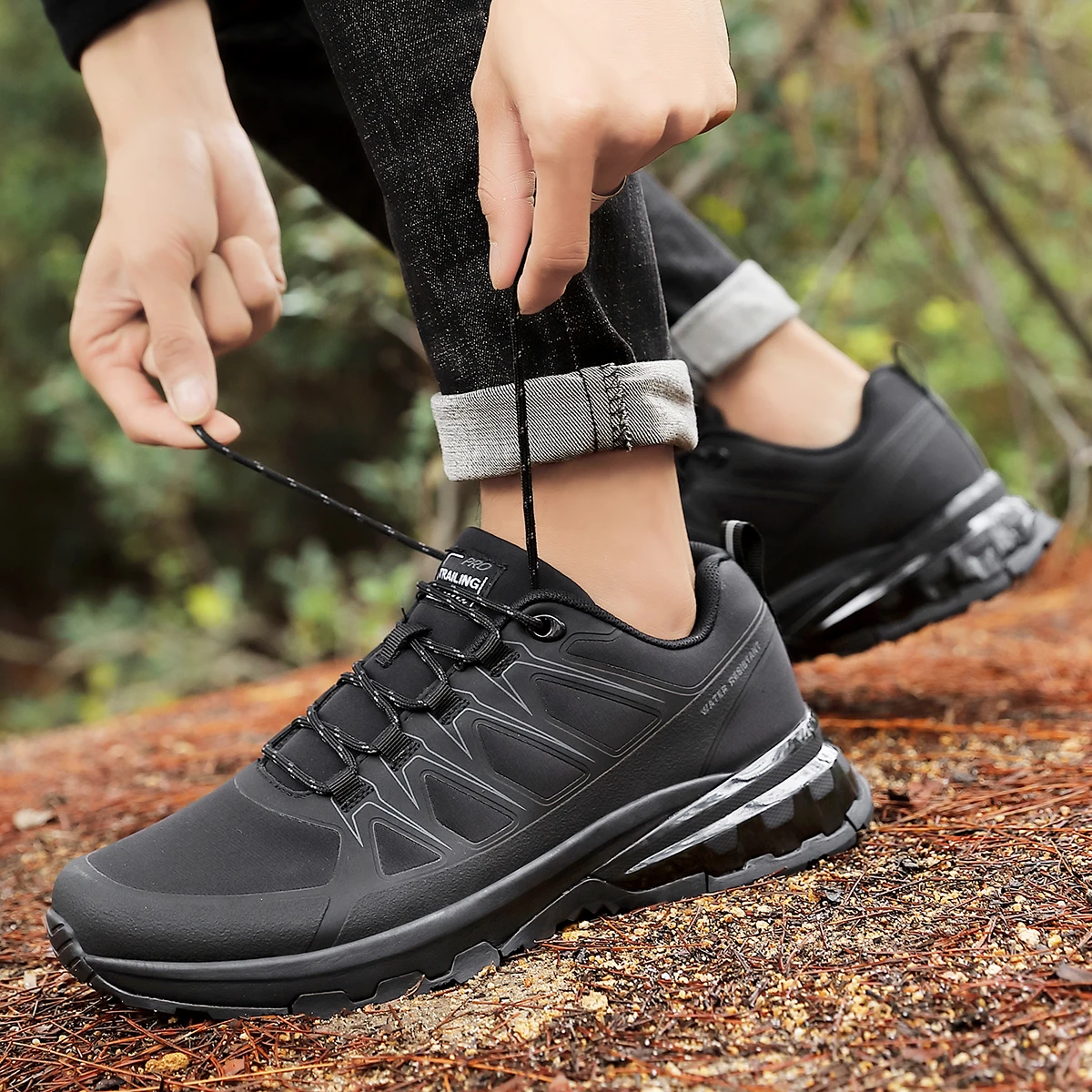 SALUDAS Men Sneakers Light Comfort Anti Slip Boots Waterproof Upper Cut Outdoor Walking Mountain Hiking Shoes Winter Sneakers