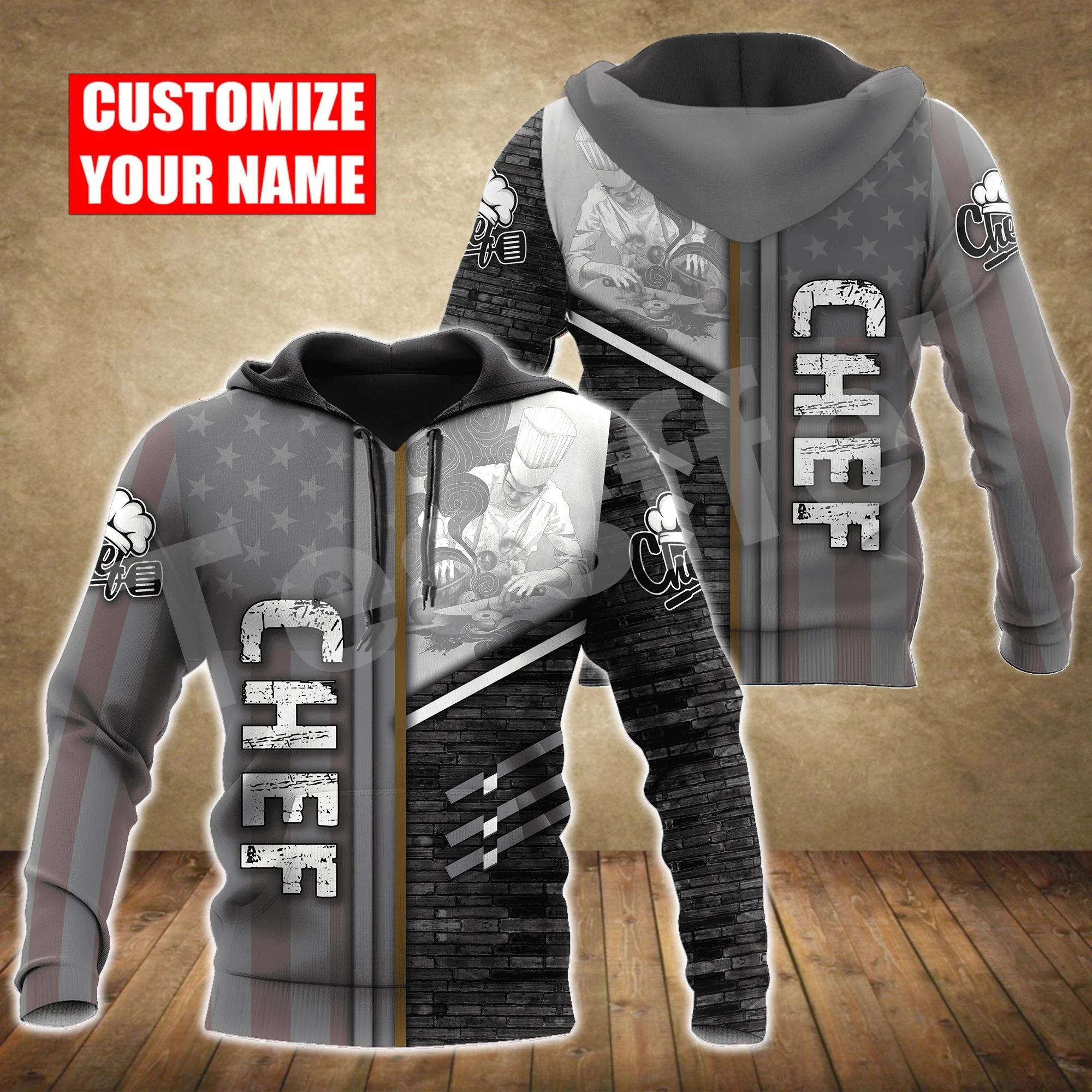 

Custom Name Worker Cooking Master Chef Cosplay Tattoo Harajuku Tracksuit 3DPrint Unisex Streetwear Funny Casual Jacket Hoodies C