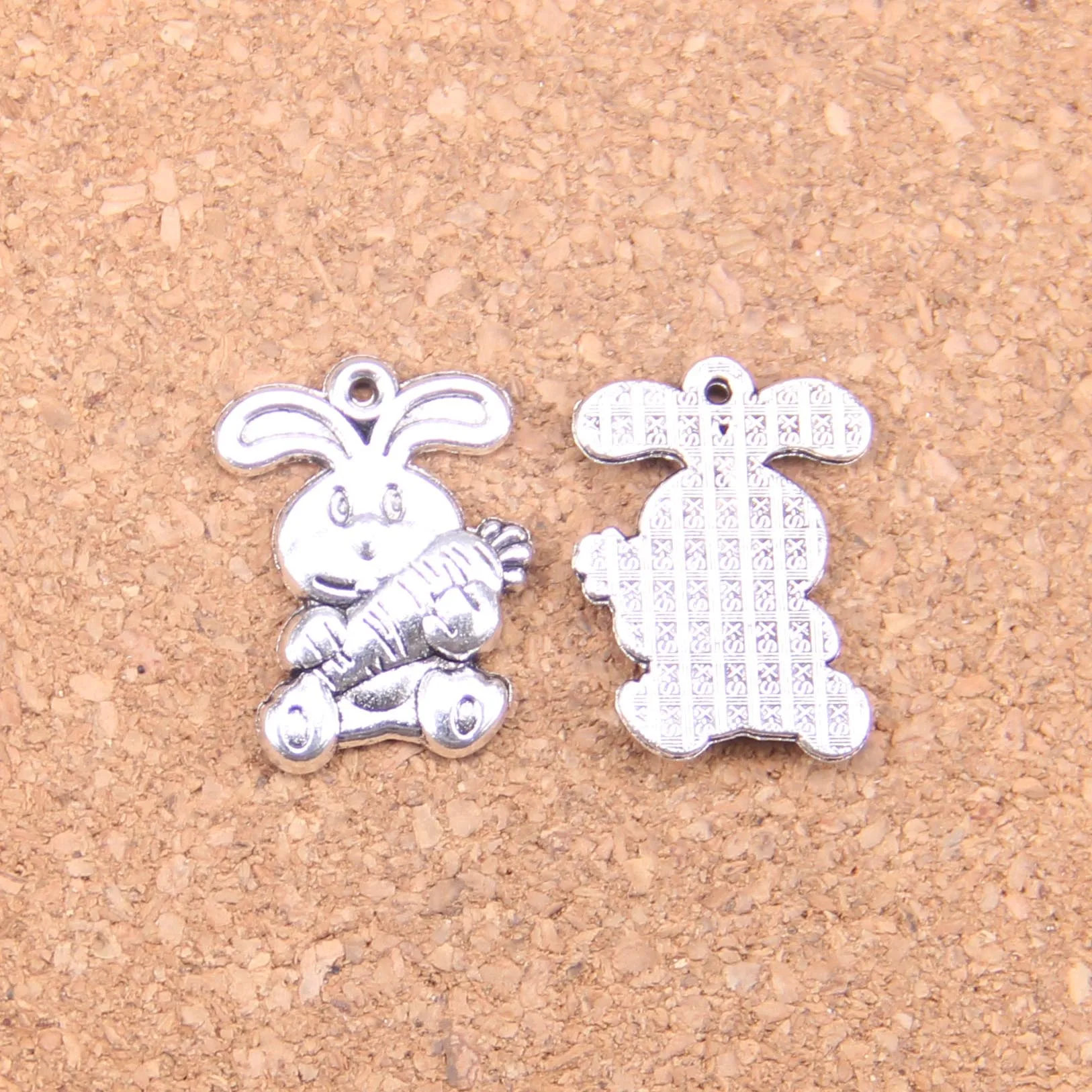 

58pcs Charms rabbit bunny carrot easter 21x15mm Antique Pendants,Vintage Tibetan Silver Jewelry,DIY for bracelet necklace