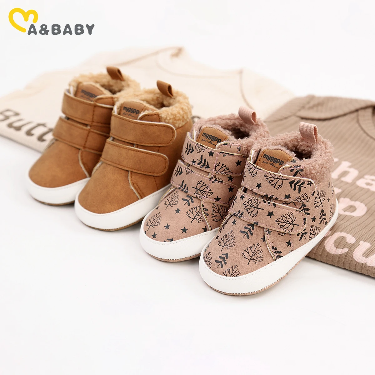 

Теплая обувь для новорожденных ma & baby 0-18M, повседневная плюшевая обувь для малышей, обувь для маленьких мальчиков и девочек в кроватку, осенн...