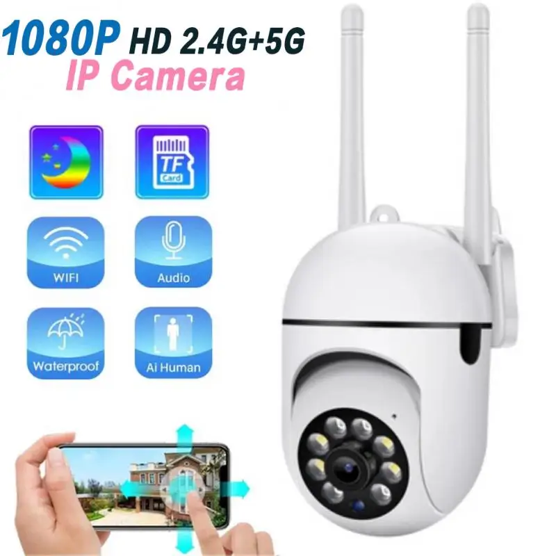 

2,4G + 5G WiFi PTZ IP инфракрасная камера ночного видения 360 ° панорамная камера HD 1080P HD Ночная подсветка Домашняя безопасность двухсторонняя аудиок...
