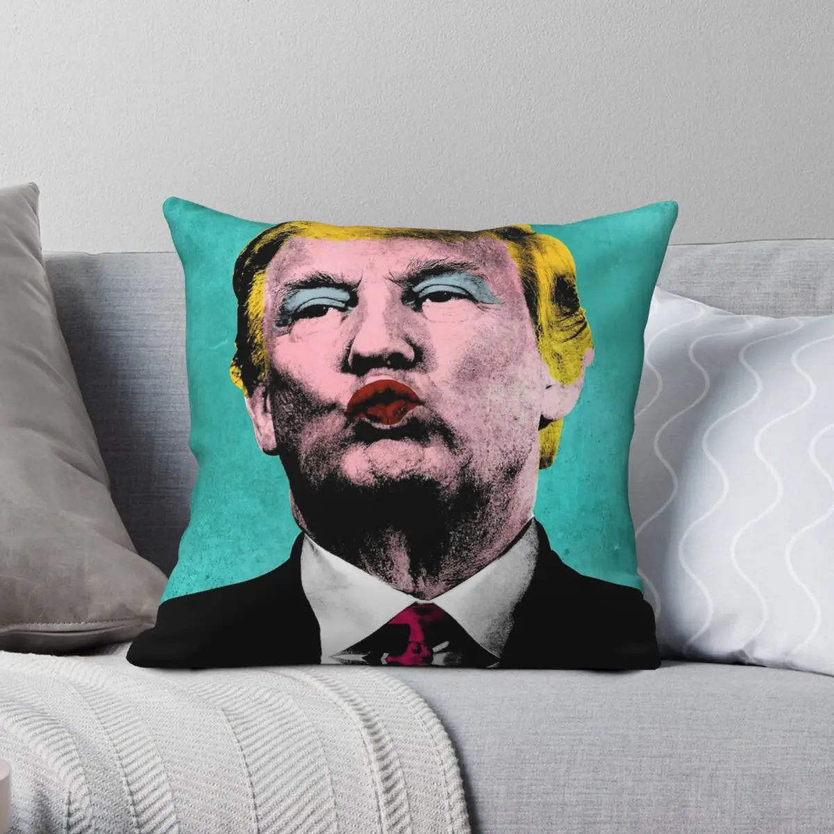 Квадратная наволочка с изображением Трампа Энди вархола из полиэстера и льна