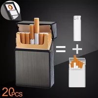 cigarette case with usb rechargeable lighter windproof cigarette lighter hold 20pcs cigarettes cigar tobacco holder box men gift