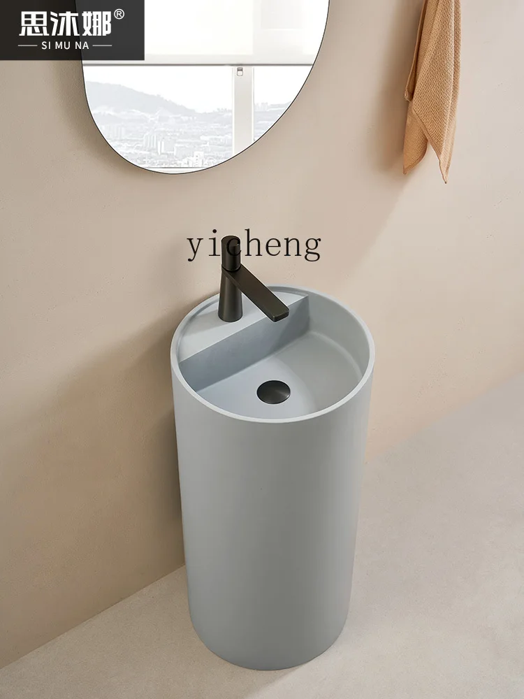 YY кремовая стильная раковина на подставке напольная интегрированная круглая