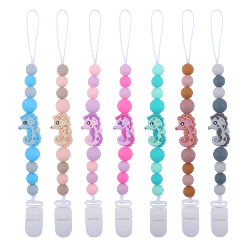 

Silicone Sea Horse Pacifier Clip Baby Newborn Teething Toy Shower Birthdays Gift