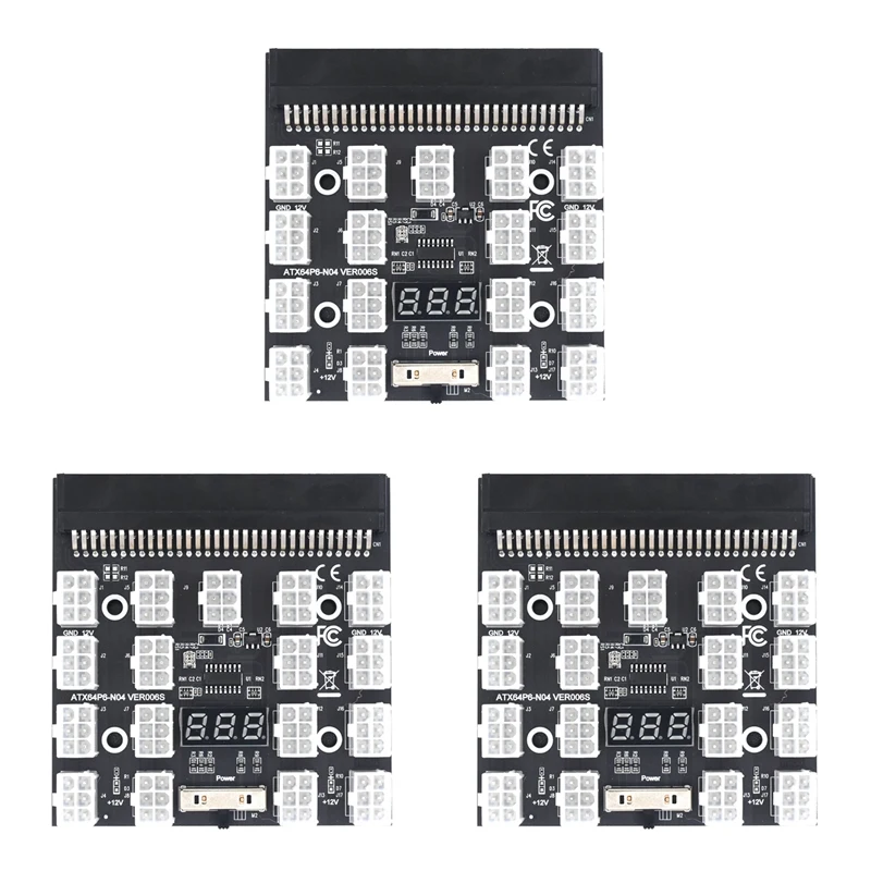 

3X Breakout Board 17 Port 6Pin LED Display Power Module Server Card Adapter For HP 1200W 750W PSU GPU Miner Mining BTC