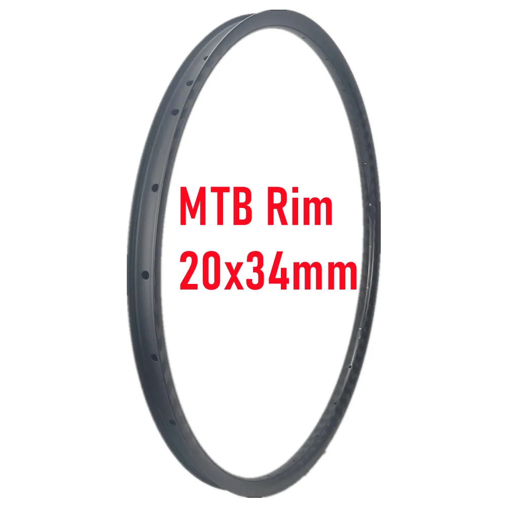 20x34mm Carbon MTB Wheel Rim 329g Super Light MTB Bicycle Rim Disc Brake Mtb Bike Rim