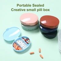 portable sealed creative small pill box 3 grid large capacity for traveling outdoor multicolor simple storage box easy to take