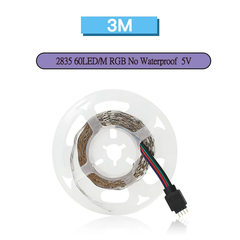 

DC 5V 2835 3M LED Strip RGB Light 60LED/M No Waterproof SMD 2835 Neon LED RGB Strip 5V TV Backlight Decorate Room Festival Lamp