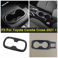 carbon fiber style front rear seat water cup bottle holder frame trim cover abs for toyota corolla cross 2021 2022 accessories