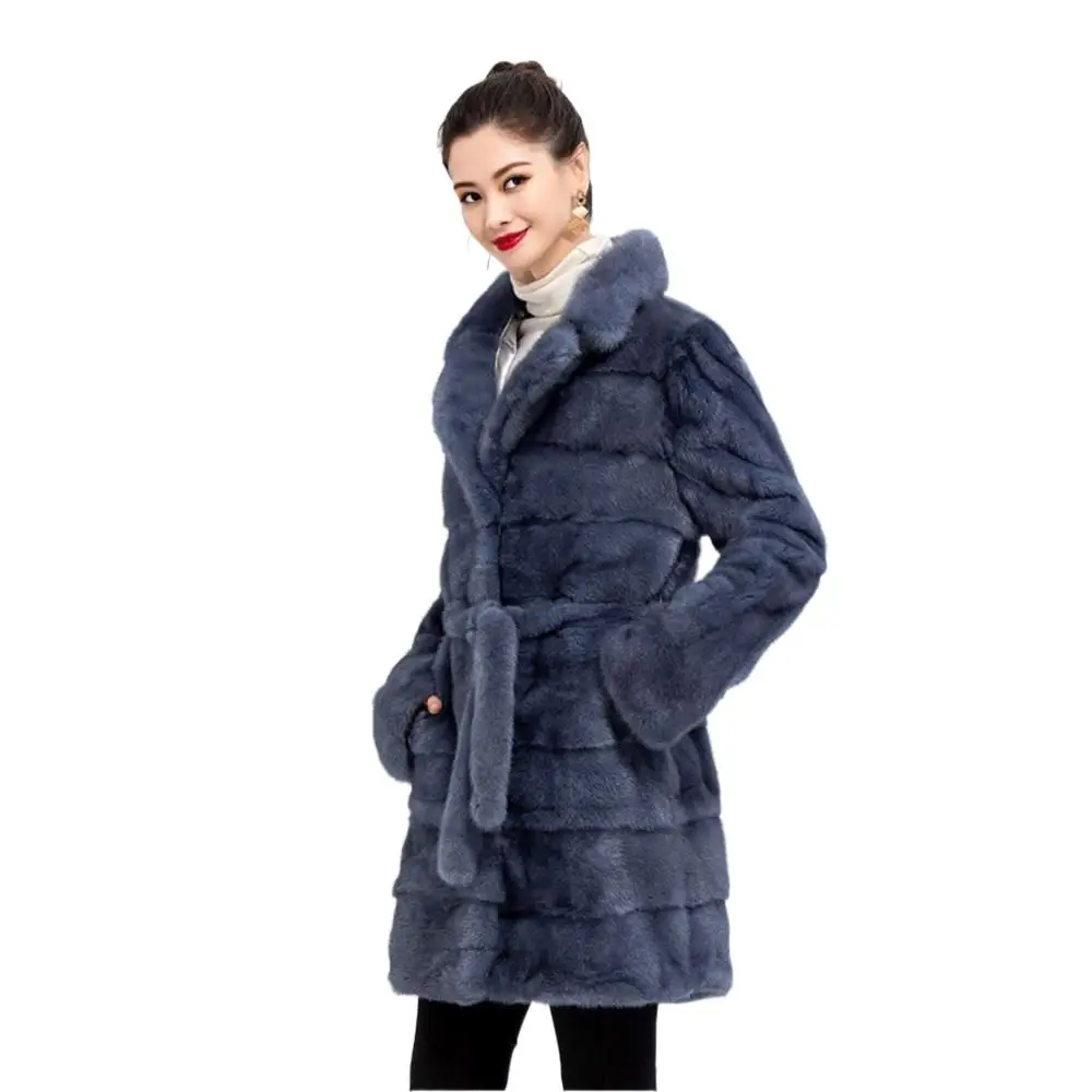 New Elegant Natural Real Mink Fur Coat Women Turn-down Collar Removable Hem Warm Winter Real Fur Coat Women futro Fur Jacket enlarge