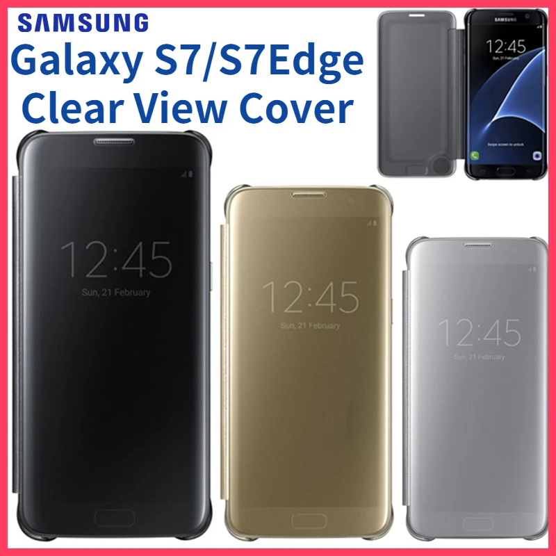 Cena Oryginalny Samsung Inteligentne Etui Z Klapką Do SAMSUNG Galaxy S7 G9300 S7 Krawędzi G9350 EF-ZG930 Inteligentny Widok Przypadku