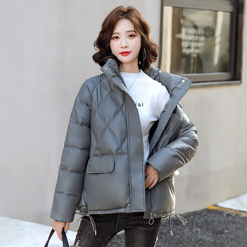 GRELLER New Women's Winter Jacket Streetwear Stand Collar Cotton Padded Jacket Coat Warm Short Parkas Winter Coat Women Clothing