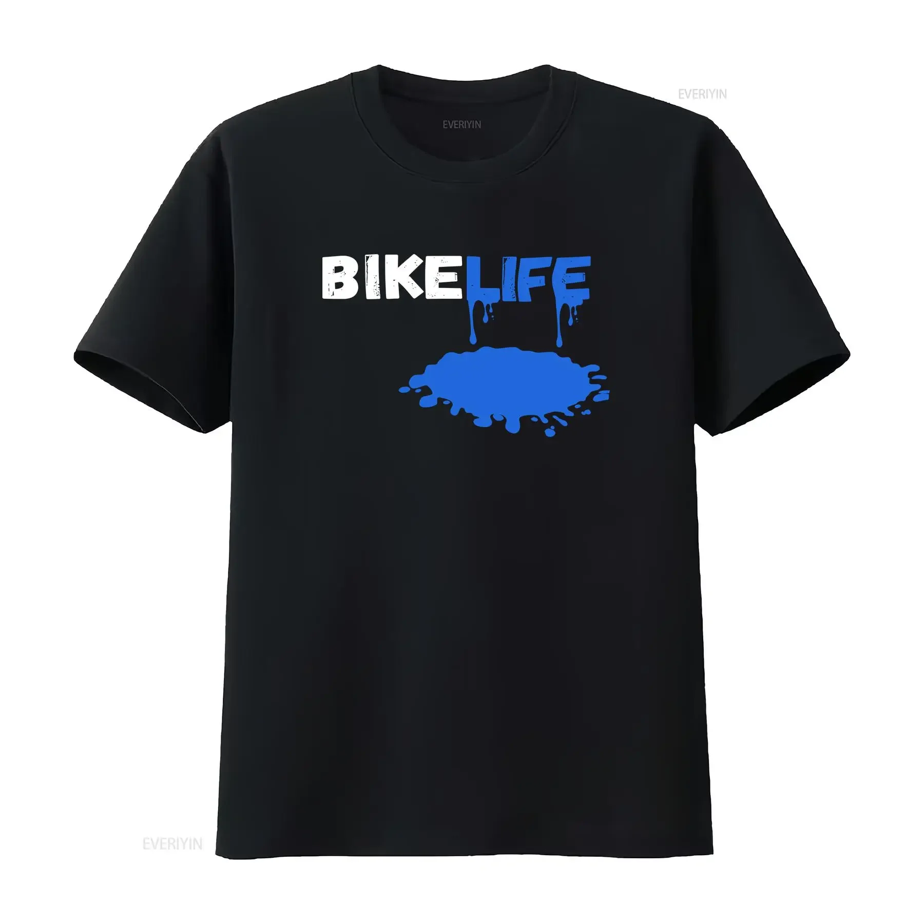 Фото BikeLife Drip Blue Paint Overspray Велосипедист Футболка Мотоцикл BMX Велоспорт Dirtbike Riders винтажная стираная дизайнерская одежда №1