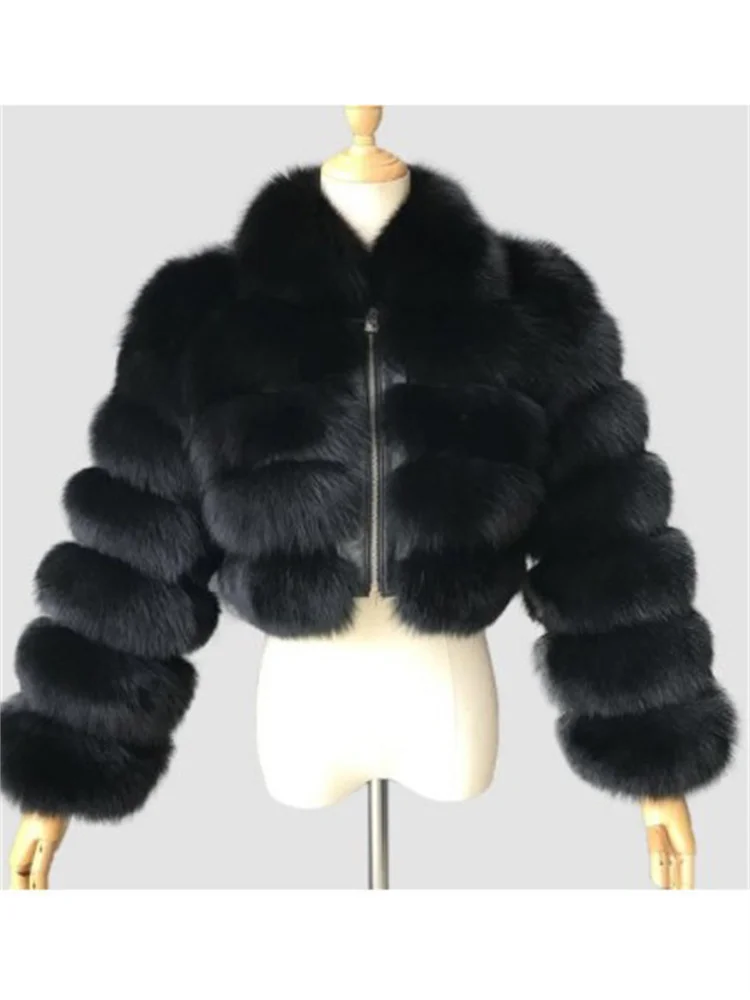 Faux Fur Coat Women Fashion Short Slim Lapel Imitation Fox Fur Jackets Female Long Sleeve Stitching Outwear Apricot White S-6XL