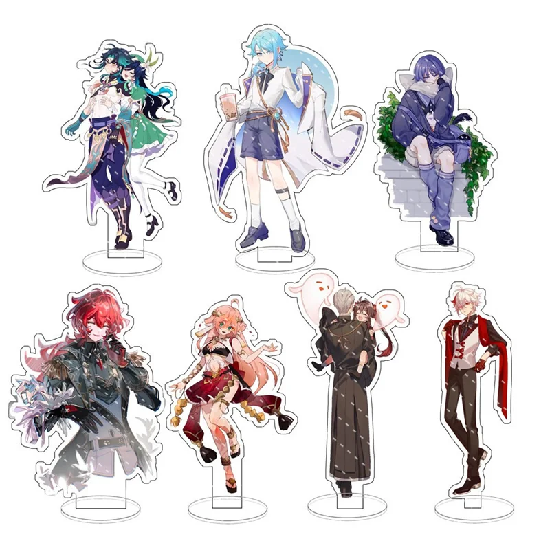 

Hot Anime Genshin Impact Scaramouche Cosplay Acrylic Action Figure Venti Xiao Stand Model Desk Decoration Fans Collection Gift